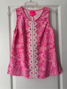 Lilly Pulitzer Hot Pink and Light Pink Paisley Print Shell